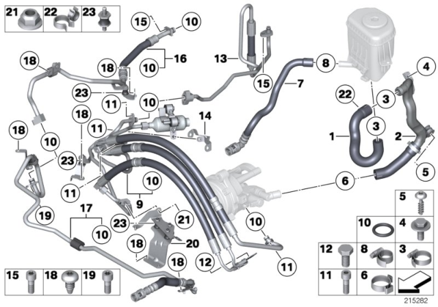 2011 BMW 550i Power Steering / Oil Pipe Diagram 1