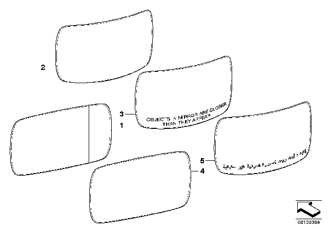 2005 BMW X3 Mirror Glass Diagram 1