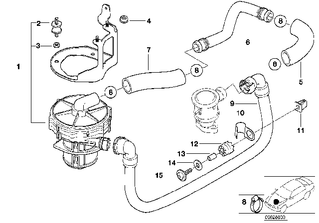 2001 BMW 740iL Emission Control - Air Pump Diagram 1