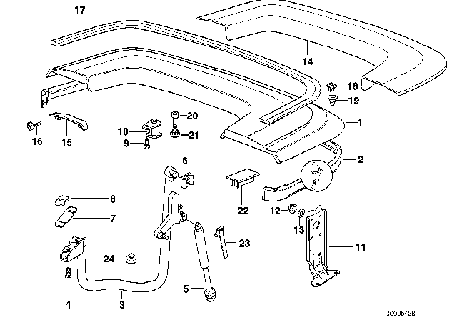 1999 BMW 328i Folding Top Compartment Diagram 2