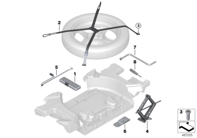 2020 BMW X4 M Tensioning Strap Compact Spare Wheel Diagram for 71106877573