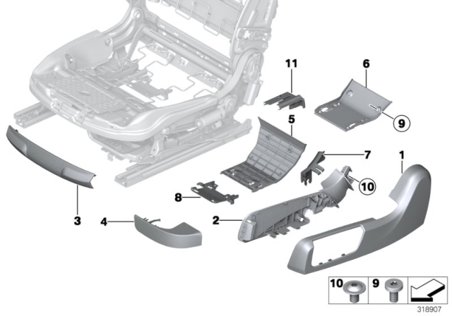 2018 BMW M6 Seat Front Seat Coverings Diagram