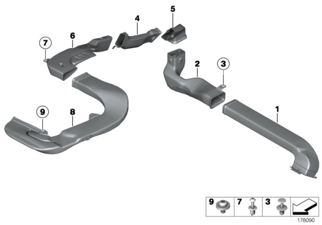 2011 BMW 750Li Base(F02) Air Guide, Rear - Cabin Air Conditioning Diagram