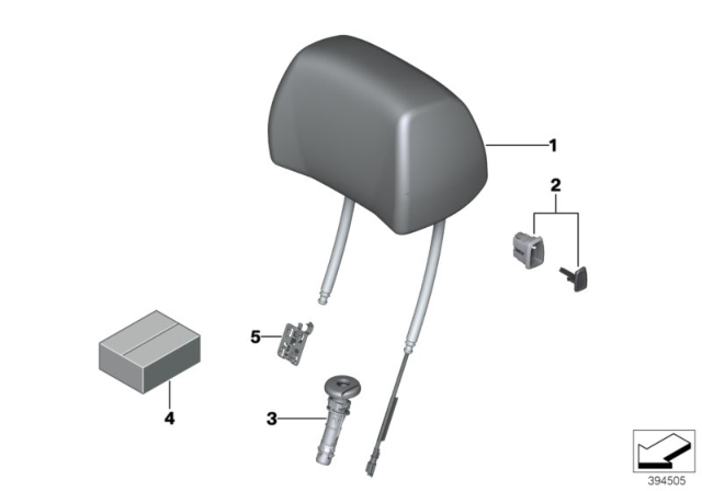 2014 BMW 650i Seat, Front, Head Restraint Diagram