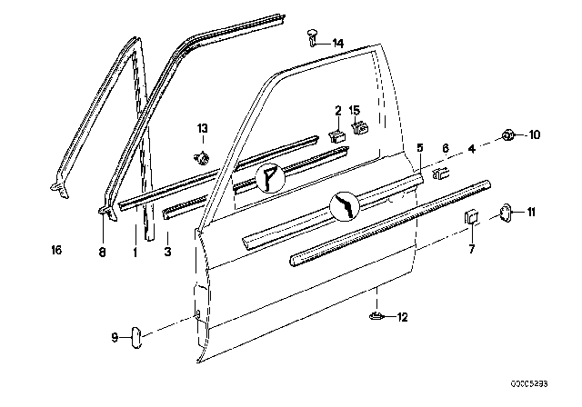 1984 BMW 325e Door Weatherstrip Diagram 1