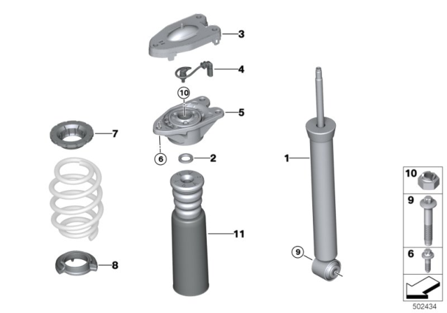 2020 BMW X1 Shock Absorber, Rear Diagram 2