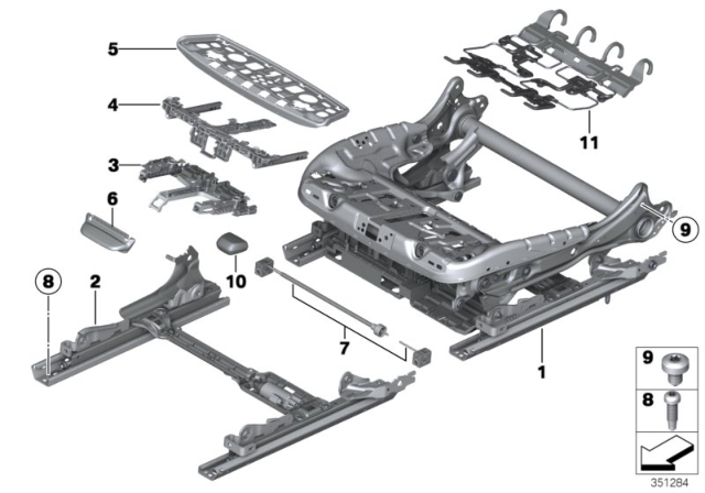 2014 BMW 750Li Seat, Front, Seat Frame Diagram