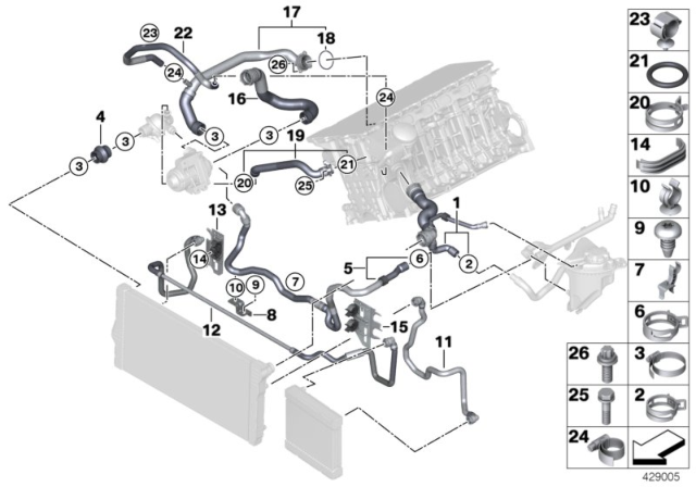 2011 BMW 535i Cooling System Coolant Hoses Diagram 4