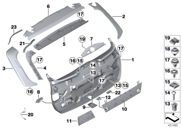 2012 BMW 328i Trim Panel, Rear Trunk / Trunk Lid Diagram 2