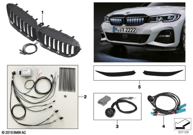 2019 BMW 330i Exterior Contents Diagram