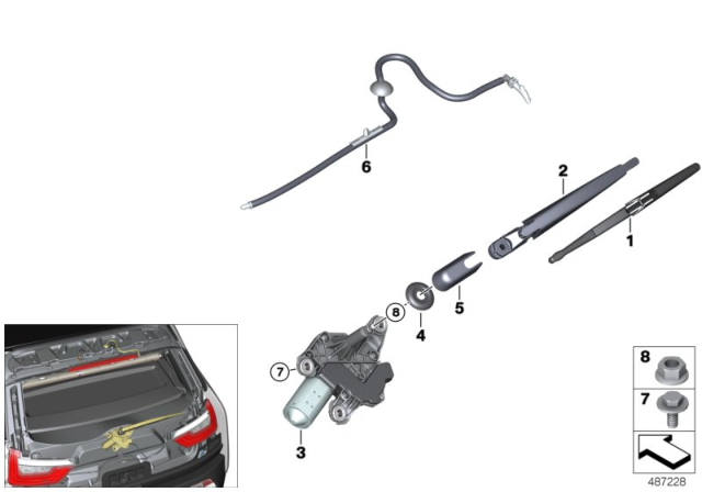 2020 BMW i3 Back Glass Wiper Arm Diagram for 61627306460