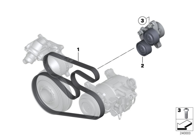 2015 BMW 328d xDrive Belt Drive Climate Compressor Diagram