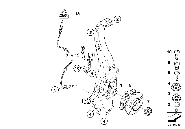 2013 BMW X6 Carrier / Wheel Bearing, Front Diagram