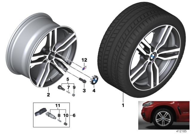 2018 BMW X6 BMW LA Wheel, M Double Spoke Diagram 1