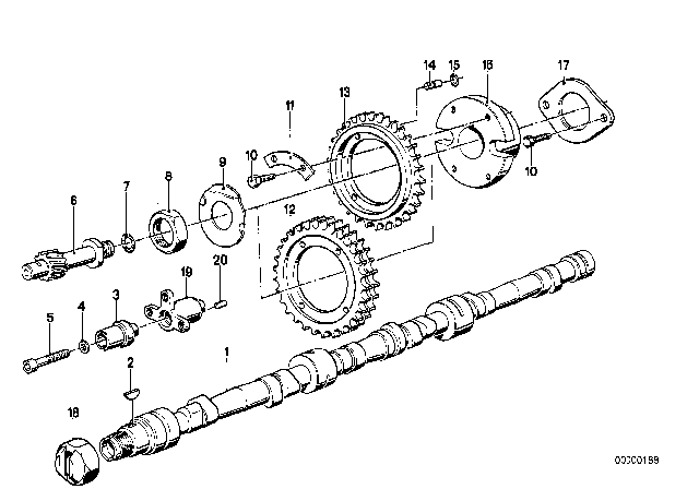 1988 BMW 535i Timing And Valve Train - Camshaft Diagram