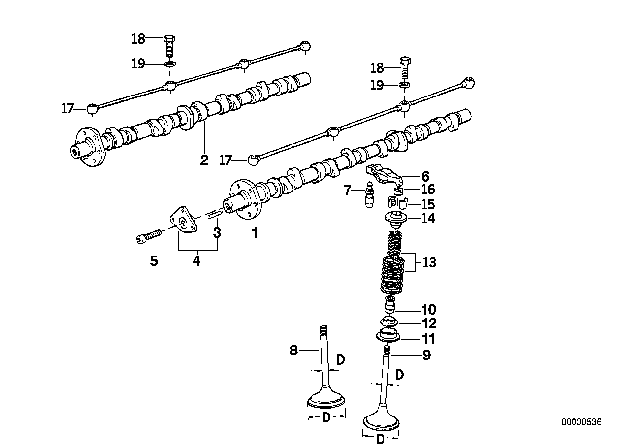 1994 BMW 850Ci Valve Timing Gear, Camshaft Diagram