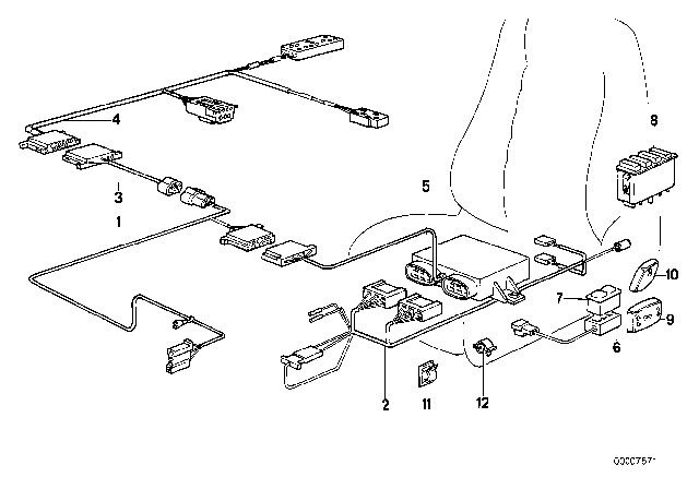 1988 BMW M6 Wiring Set Adjustable Sport Seat Diagram 2