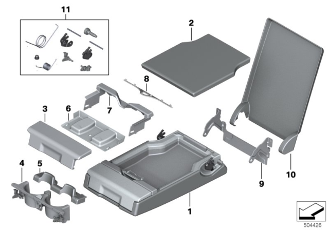 2012 BMW 528i Rear Seat Centre Armrest Diagram