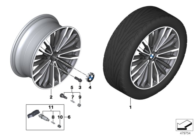 2020 BMW 440i BMW LA Wheel, Multi-Spoke Diagram 1