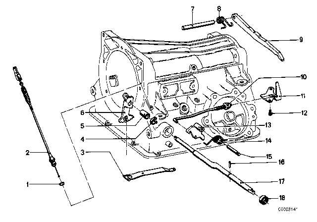 1976 BMW 530i Gear Shift / Parking Lock (Bw 65) Diagram
