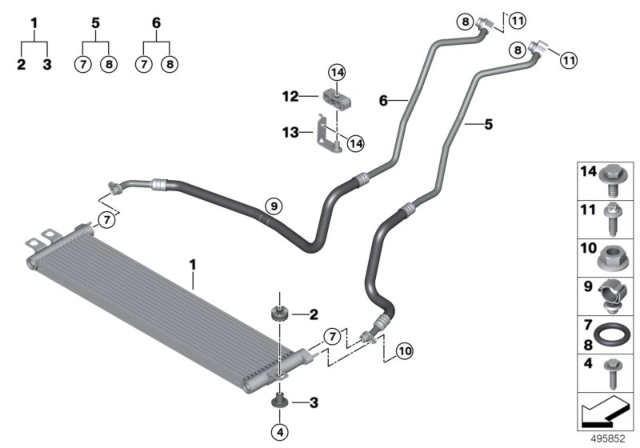 2020 BMW X4 M ENGINE OIL COOLER PIPE, FLOW Diagram for 17228053476