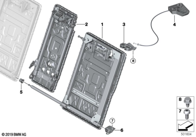 2020 BMW M235i xDrive Gran Coupe Seat, Rear, Seat Frame Diagram