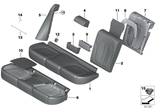 2019 BMW X5 Foam Part Backrest Upper Diagram for 52202760947