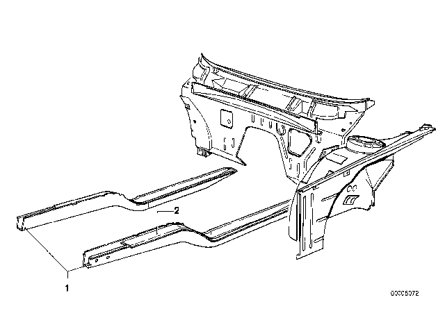 1975 BMW 530i Front Body Parts Diagram 1