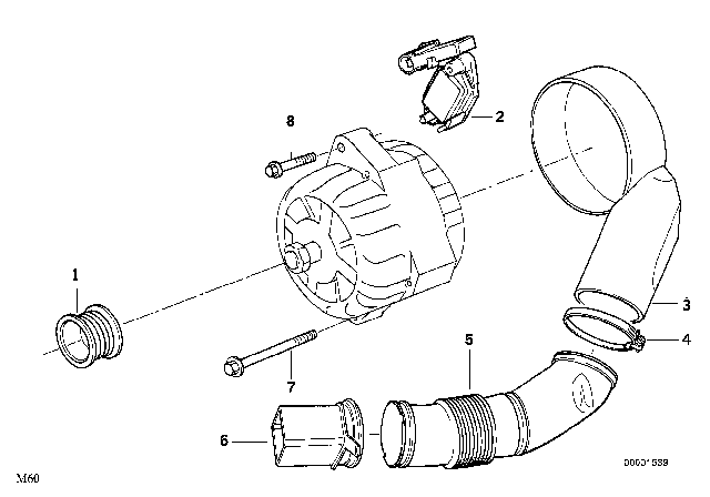 1994 BMW 530i Air Duct Diagram for 12311747209