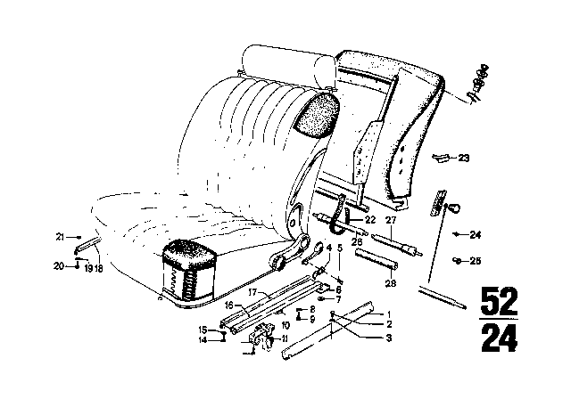 1971 BMW 2800CS Single Parts Of Front Seat Controls Diagram 2