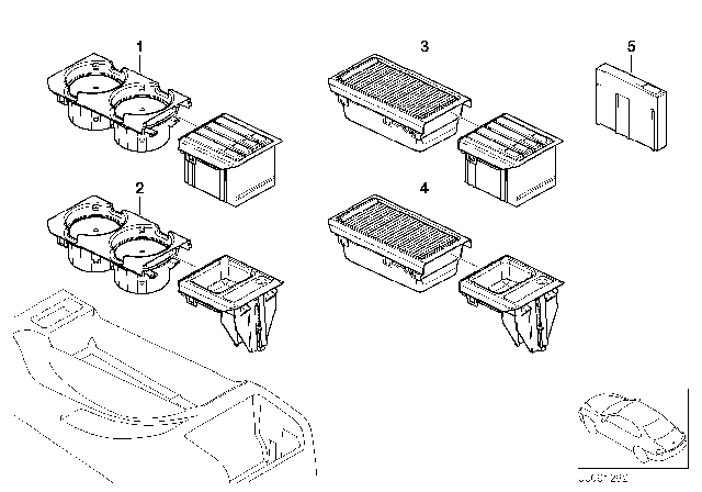 2005 BMW 325Ci Coupe M56 Engine(E46) Drink Holder / Cassette Box / Coin box Diagram