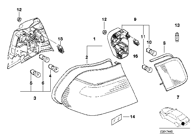 2002 BMW 325Ci Rear Light Diagram 1