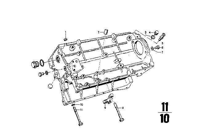 1971 BMW 2002 Engine Housing & Mounting Parts Diagram 1