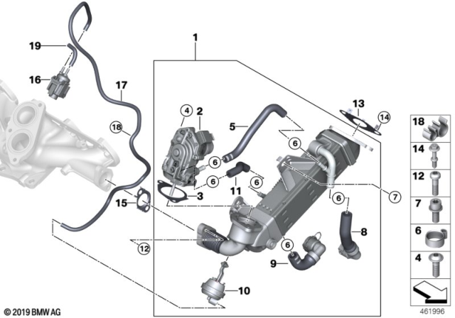 2018 BMW 540d xDrive Exhaust Gas Recirculation Valve Diagram for 11718513132