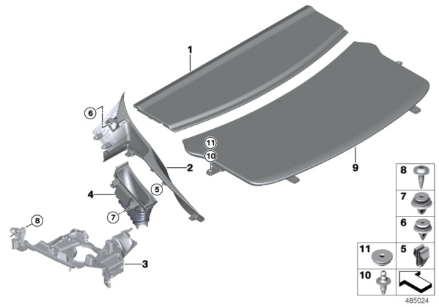 2015 BMW 428i Gran Coupe Rear Window Shelf Diagram