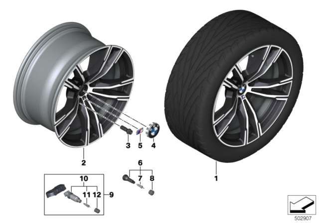 2020 BMW M8 BMW LA Wheel, Double Spoke Diagram