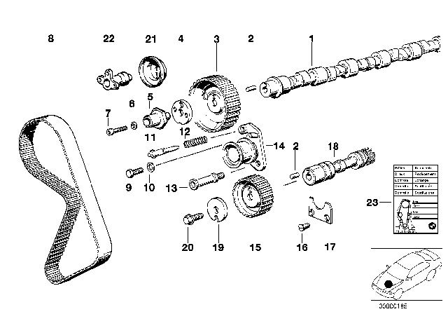 1985 BMW 528e Timing - Valve Train - Tooth Belt / Camshaft Diagram