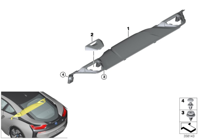 2014 BMW i8 Rear Window Shelf Diagram