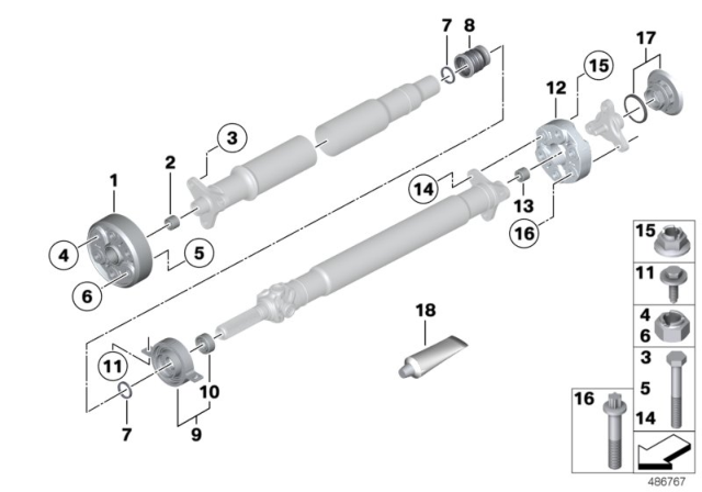2016 BMW 528i Universal Joint Diagram for 26117610372