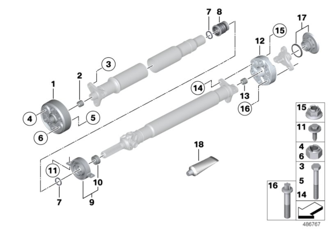 2013 BMW 328i Flexible Discs / Centre Mount / Insert Nut Diagram