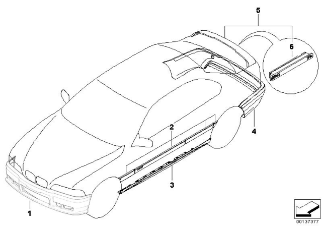 1997 BMW 318is Retrofit, M Aerodynamic Kit Diagram