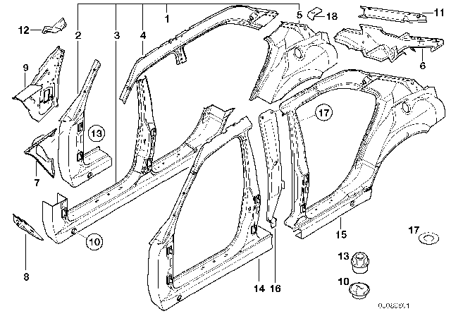 1996 BMW 740iL Side Frame Diagram