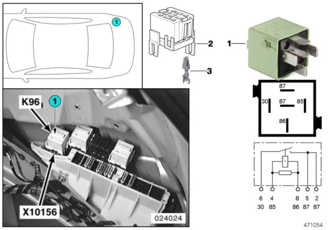 2000 BMW 528i Relay, Fuel Pump Diagram 1