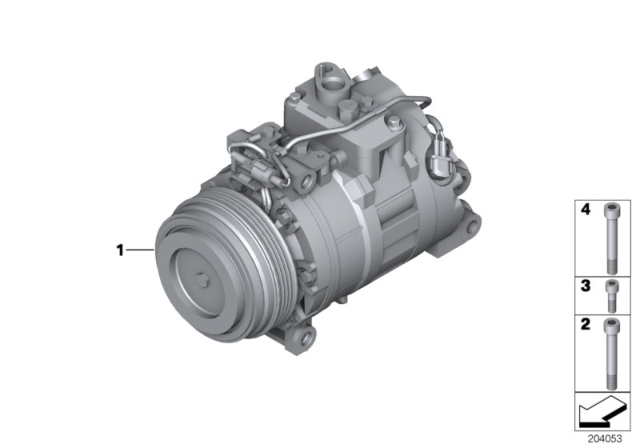 2015 BMW 760Li Air Conditioning Compressor With Magnetic Coupling Diagram for 64529399061