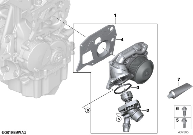 2015 BMW i8 Water Pump - Thermostat Diagram