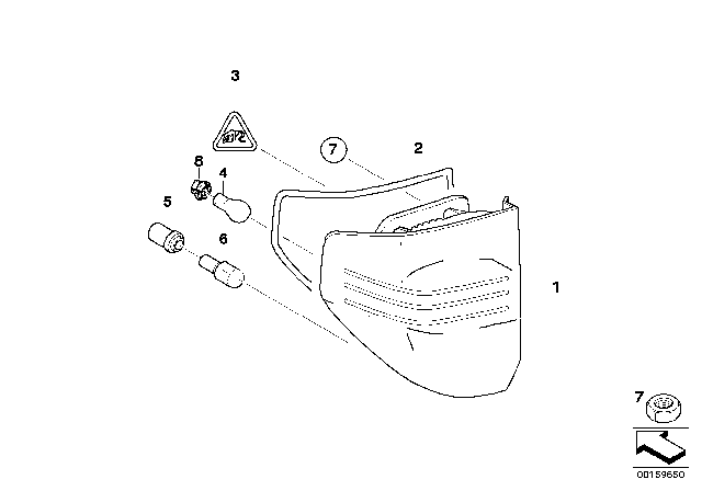 2007 BMW X3 Rear Light "Led" Right Side Panel Diagram for 63217162212