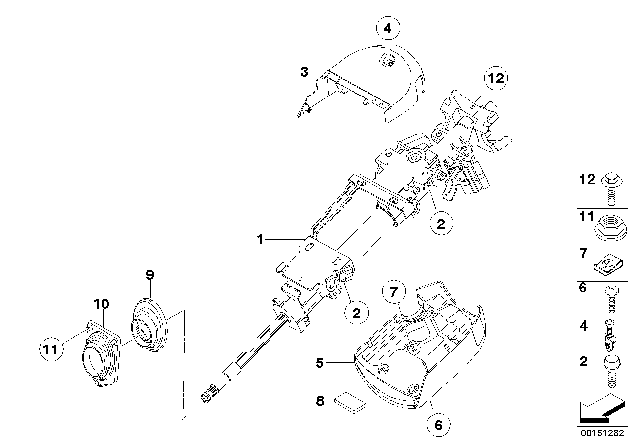 2008 BMW Z4 M Manually Adjust. Steering Column Diagram for 32307841203