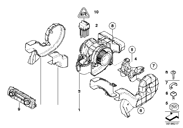 2010 BMW X6 Blower Motor With Housing Diagram for 64119139196