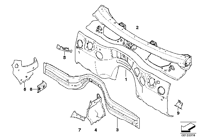 2012 BMW 328i Splash Wall Parts Diagram