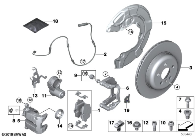 2020 BMW Z4 Rear Wheel Brake, Brake Pad Sensor Diagram 2